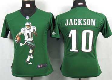 Womens NEW NFL Philadelphia Eagles 10 Jackson Green Portrait Fashion Game Jerseys