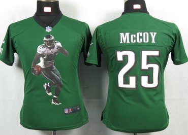 Womens NEW NFL Philadelphia Eagles 25 Mccoy Green Portrait Fashion Game Jerseys