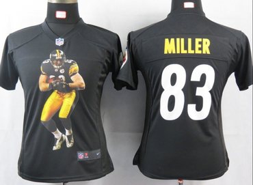 Womens NEW NFL Pittsburgh Steelers 83 Miller Black Portrait FaShion Game Jerseys