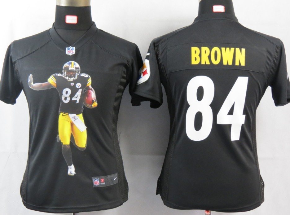 Womens NEW NFL Pittsburgh Steelers 84 Brown Black Portrait FaShion Game Jerseys