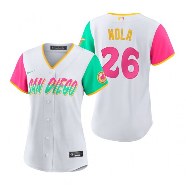Womens San Diego Padres Austin Nola White City Connect Stitched Jersey Womens San Diego Padres Austin Nola White City Connect Stitched Jersey