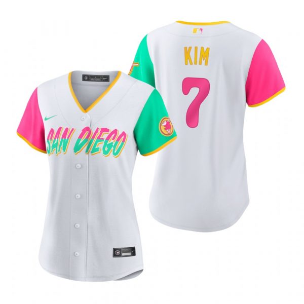 Womens San Diego Padres Ha Seong Kim White City Connect Stitched Jersey Womens San Diego Padres Ha Seong Kim White City Connect Stitched Jersey