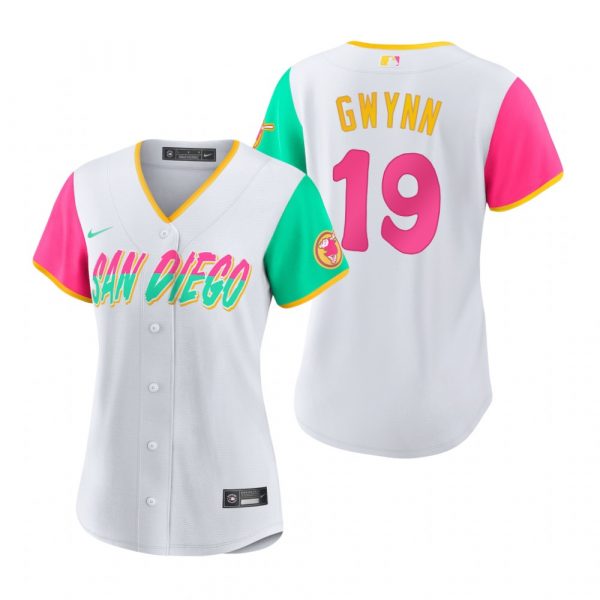 Womens San Diego Padres Tony Gwynn White City Connect Stitched Jersey Womens San Diego Padres Tony Gwynn White City Connect Stitched Jersey