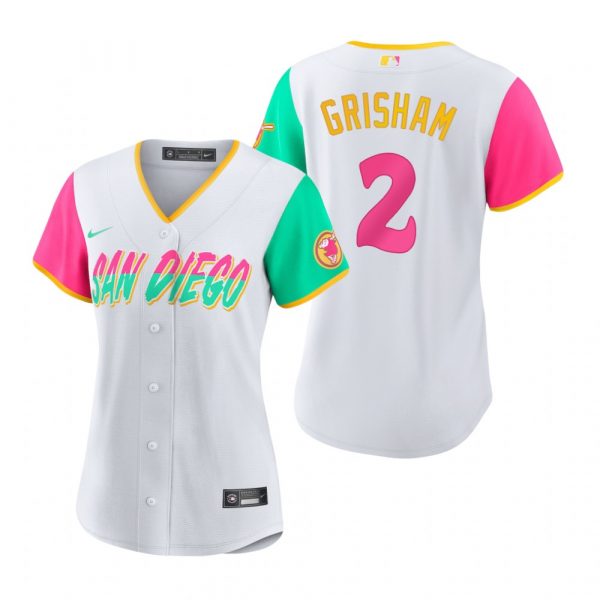 Womens San Diego Padres Trent Grisham White City Connect Stitched Jersey Womens San Diego Padres Trent Grisham White City Connect Stitched Jersey