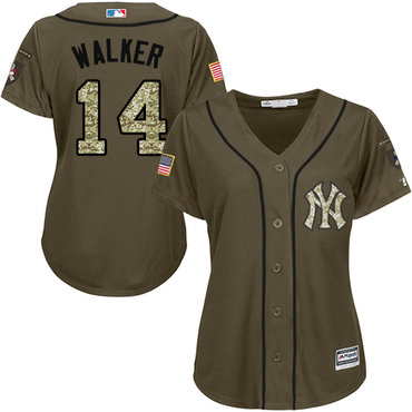 Yankees #14 Neil Walker Green Salute to Service Women's Stitched MLB Jersey