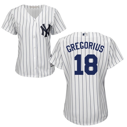 Yankees #18 Didi Gregorius White Strip Home Women's Stitched MLB Jersey Yankees #18 Didi Gregorius White Strip Home Women's Stitched MLB Jersey