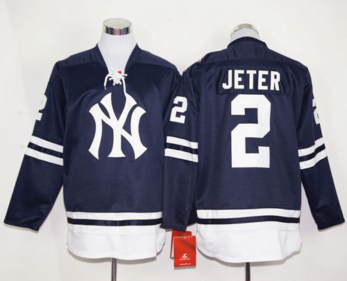 Yankees #2 Derek Jeter Navy Blue Long Sleeve Stitched MLB Jersey Yankees #2 Derek Jeter Navy Blue Long Sleeve Stitched MLB Jersey