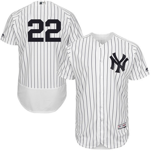Yankees #22 Jacoby Ellsbury White Strip Flexbase Authentic Collection Stitched MLB Jersey