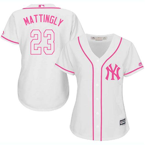Yankees #23 Don Mattingly White Pink Fashion Women's Stitched MLB Jersey Yankees #23 Don Mattingly White Pink Fashion Women's Stitched MLB Jersey
