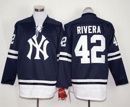 Yankees #42 Mariano Rivera Navy Blue Long Sleeve Stitched MLB Jersey Yankees #42 Mariano Rivera Navy Blue Long Sleeve Stitched MLB Jersey