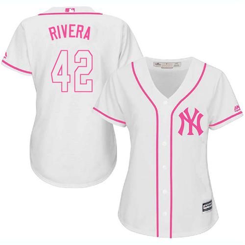 Yankees #42 Mariano Rivera White Pink Fashion Women's Stitched MLB Jersey Yankees #42 Mariano Rivera White Pink Fashion Women's Stitched MLB Jersey