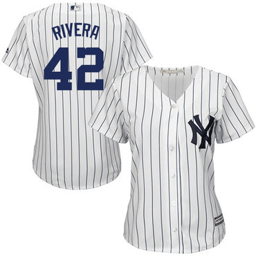 Yankees #42 Mariano Rivera White Strip Women's Fashion Stitched MLB Jersey Yankees #42 Mariano Rivera White Strip Women's Fashion Stitched MLB Jersey