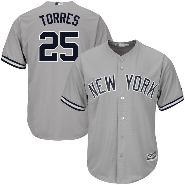 Yankees 25 Gleyber Torres Gray Cool Base Jersey