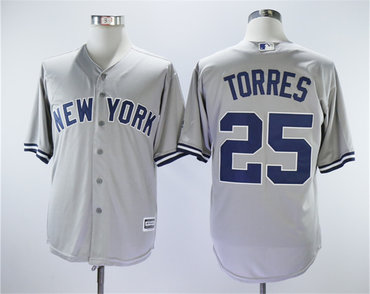 Yankees 25 Gleyber Torres Gray Cool Base Replica Player Jersey