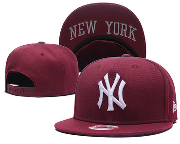 Yankees Fresh Logo Wine Adjustable Hat GS