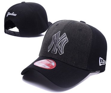 Yankees Team Logo Black Adjustable Hat DF