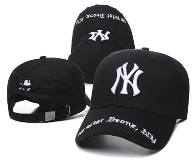 Yankees Team Logo Black Peaked Adjustable Hat TX