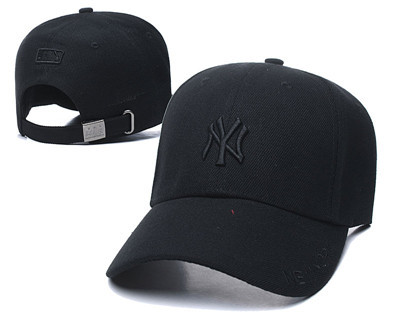 Yankees Team Logo Black Peaked Adjustable Hat black TX