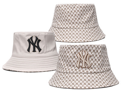 Yankees Team Logo Cream Double Side Wide Brim Hat SG