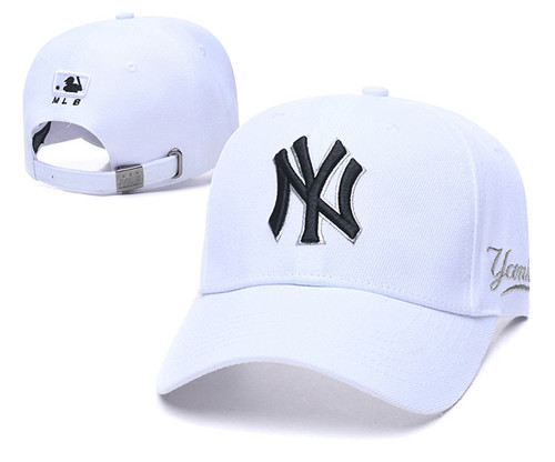 Yankees Team Logo White Peaked Adjustable Hat TX