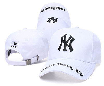 Yankees Team Logo White Peaked Adjustable Hat TX