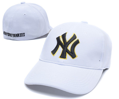 Yankees Team Logo White Stretch Fitted Hat SG