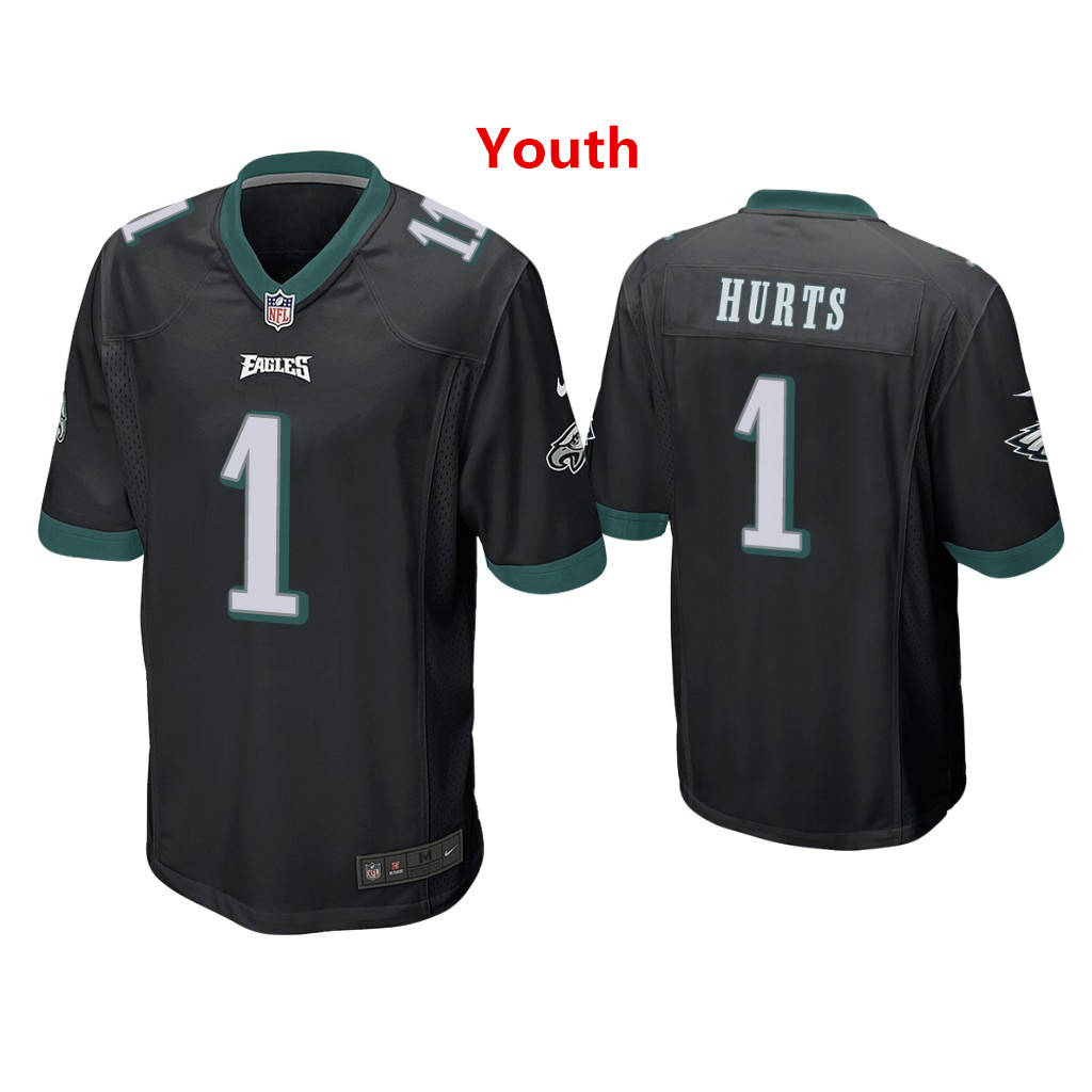 Youth #1 Jalen Hurts Eagles Jersey Black Jersey Youth #1 Jalen Hurts Eagles Jersey Black Jersey