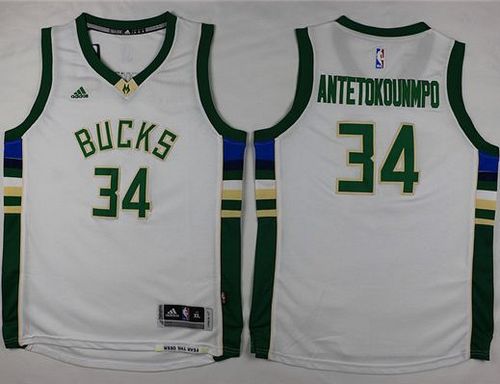 Youth  Bucks #34 Giannis Antetokounmpo White Stitched NBA Jersey