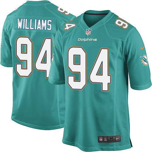 Youth  Nike Dolphins #94 Mario Williams Aqua Green Team Color Stitched NFL Elite Jersey