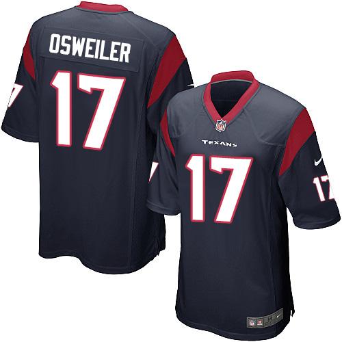 Youth  Nike Texans #17 Brock Osweiler Navy Blue Team Color Stitched NFL Elite Jersey
