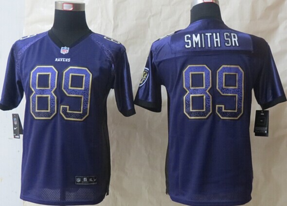 Youth 2014 New Nike Baltimore Ravens 89 Smith sr Drift Fashion Purple Elite Jerseys