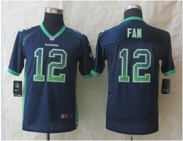 Youth 2014 New Seattle Seahawks 12 Fan Drift Fashion Blue Elite Jerseys