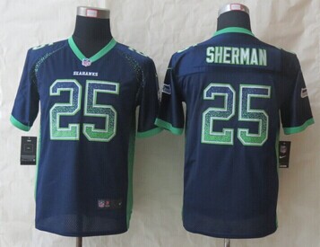 Youth 2014 New Seattle Seahawks 25 Sherman Drift Fashion Blue Elite Jerseys