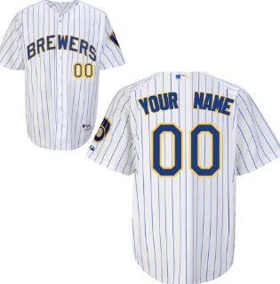 Youth's Milwaukee Brewers Customized White Pinstripe Jersey Youth's Milwaukee Brewers Customized White Pinstripe Jersey