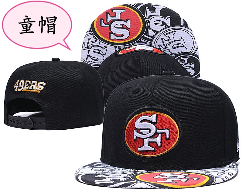 Youth 49ers Team Logo Black Adjustable Hat GS