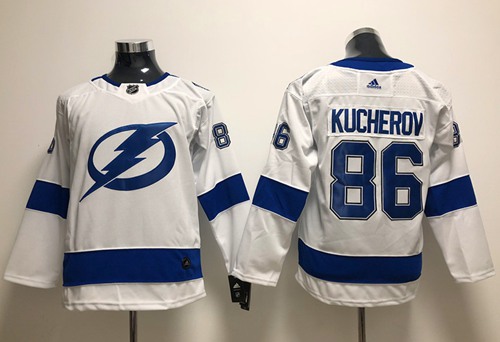 Youth Adidas Lightning #86 Nikita Kucherov White Road Authentic Stitched Youth NHL Jersey