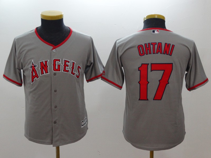 Youth Angels 17 Shohei Ohtani Gray Youth Cool Base Jersey