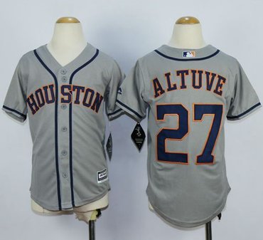 Youth Astros #27 Jose Altuve Grey Cool Base Stitched MLB Jersey Youth Astros #27 Jose Altuve Grey Cool Base Stitched MLB Jersey
