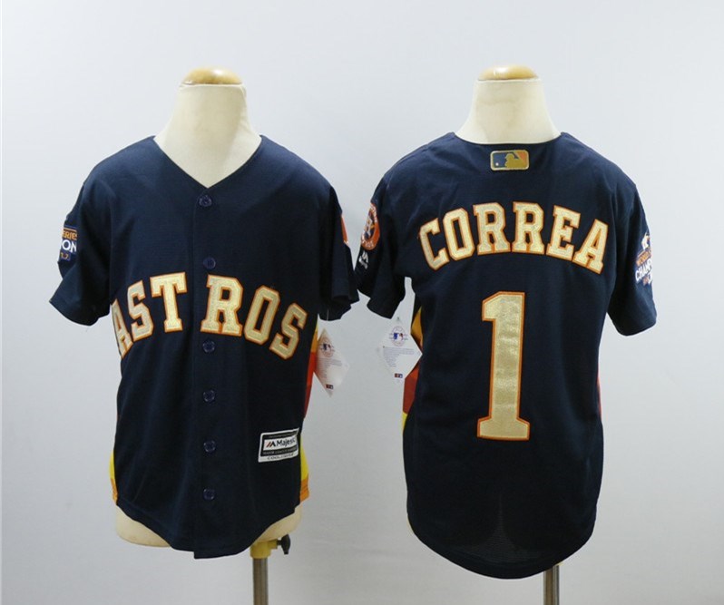 Youth Astros 1 Carlos Correa Navy Youth 2018 Gold Program Cool Base Jersey Youth Astros 1 Carlos Correa Navy Youth 2018 Gold Program Cool Base Jersey