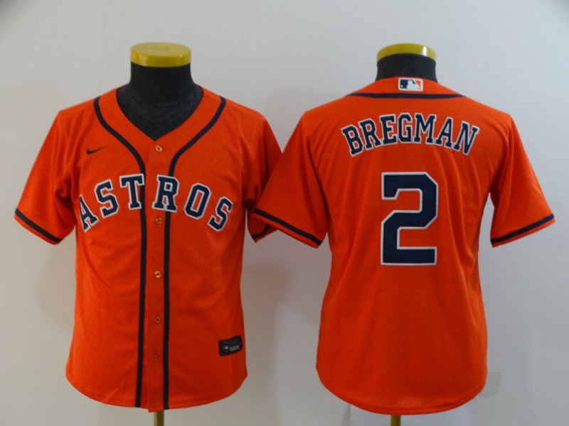Youth Astros 2 Alex Bregman Orange Youth 2020 Nike Cool Base Jersey Youth Astros 2 Alex Bregman Orange Youth 2020 Nike Cool Base Jersey