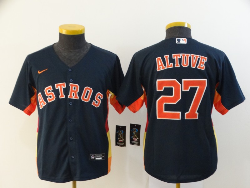 Youth Astros 27 Jose Altuve Navy Youth 2020 Nike Cool Base Jersey Youth Astros 27 Jose Altuve Navy Youth 2020 Nike Cool Base Jersey