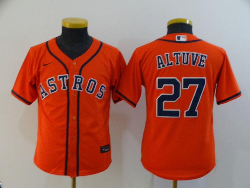Youth Astros 27 Jose Altuve Orange Youth 2020 Nike Cool Base Jersey Youth Astros 27 Jose Altuve Orange Youth 2020 Nike Cool Base Jersey