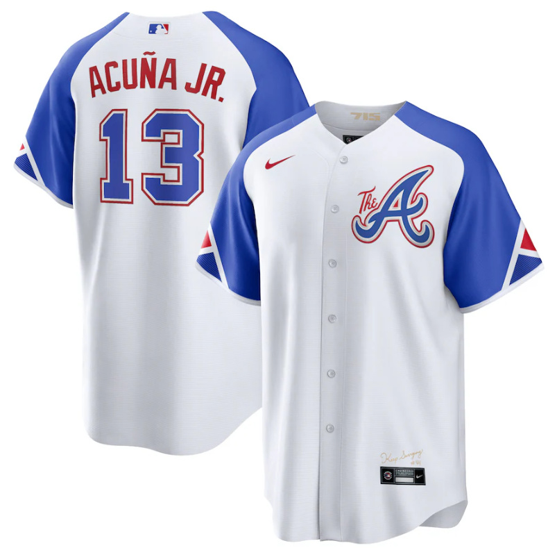 Youth Atlanta Braves #13 Ronald Acu?a Jr. White 2023 City Connect Stitched Baseball Jersey Youth Atlanta Braves #13 Ronald Acu?a Jr. White 2023 City Connect Stitched Baseball Jersey