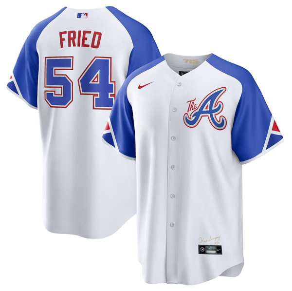 Youth Atlanta Braves #54 Max Fried White 2023 City Connect Stitched Baseball Jersey Youth Atlanta Braves #54 Max Fried White 2023 City Connect Stitched Baseball Jersey