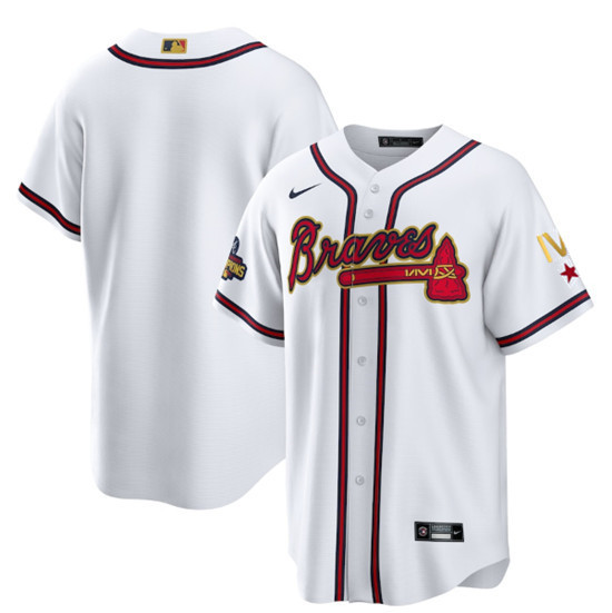 Youth Atlanta Braves Blank 2022 White Gold World Series Champions Program Cool Base Stitched Jersey Youth Atlanta Braves Blank 2022 White Gold World Series Champions Program Cool Base Stitched Jersey