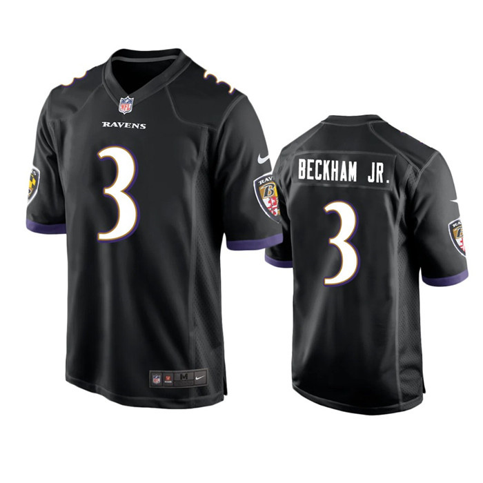 Youth Baltimore Ravens #3 Odell Beckham Jr. Black Stitched Game Jersey Youth Baltimore Ravens #3 Odell Beckham Jr. Black Stitched Game Jersey
