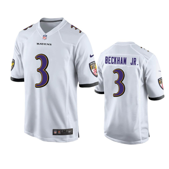 Youth Baltimore Ravens #3 Odell Beckham Jr. White Stitched Game Jersey Youth Baltimore Ravens #3 Odell Beckham Jr. White Stitched Game Jersey