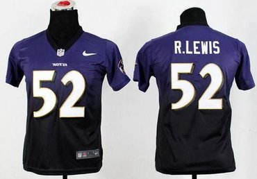 Youth Baltimore Ravens #52 Ray Lewis Drift Fashion II NFL Jerseys(Purple-Black)