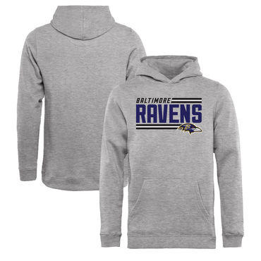 Youth Baltimore Ravens NFL Pro Line By Fanatics Branded Ash Iconic Collection On Side Stripe Pullover Hoodie