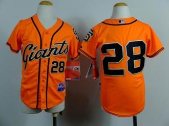 Youth Baseball Giants #28 Buster Posey Orange Stitched Jersey